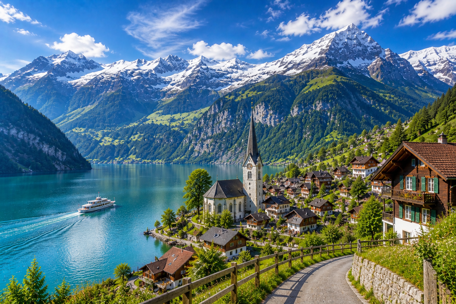 Swiss Alps & scenic village